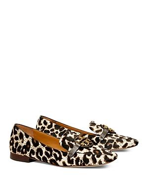 Tory Burch Women's Miller Logo Embellished Leopard Print Calf Hair Leather Loafers