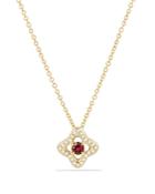 David Yurman Venetian Quatrefoil Necklace With Garnet And Diamonds In 18k Gold