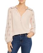Velvet By Graham & Spencer Jacey Embroidered Peasant Top