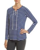 Nydj French Terry Stripe Lace-up Top