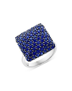 Bloomingdale's Blue Sapphire Pave Statement Ring In 14k White Gold - 100% Exclusive