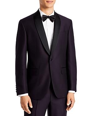 Ted Baker Josh Dark Purple Textured Solid Regular Fit Tuxedo Jacket