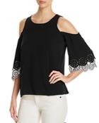 Design History Tiered Eyelet-sleeve Top