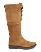 Ugg Elsa Quilted Leather And Sheepskin Lace Up Tall Boots