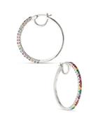 Nadri Pride Rainbow Pave Medium Hoop Earrings