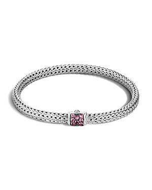 John Hardy Classic Chain Sterling Silver Lava Extra Small Bracelet With Pink Spinel