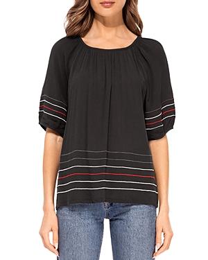 B Collection By Bobeau Embroidered Stripe Top