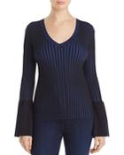 Marled V-neck Bell Sleeve Sweater - 100% Exclusive