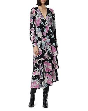 The Kooples Floral Print Beaded Midi Dress