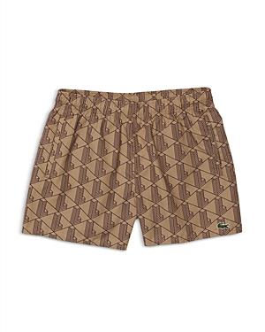 Lacoste L!ve Monogram Print Light Swim Trunks
