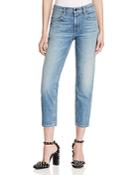 T By Alexander Wang Ride Straight Crop Jeans In Light Indigo Aged