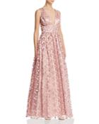 Avery G Floral Embroidered Tulle Gown