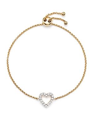 Diamond Heart Bracelet In 14k Yellow Gold, .25 Ct. T.w.
