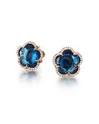 Pasquale Bruni 18k Rose Gold Bon Ton London Blue Topaz & Diamond Stud Earrings