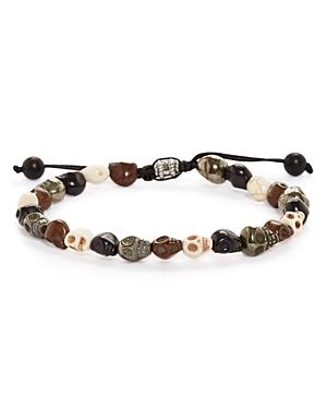 Jonas Studio Men's Sterling Silver, Dumortierite & Onyx Beaded Skull Bracelet