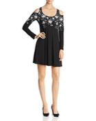 Robert Michaels Floral Print Cold Shoulder Dress