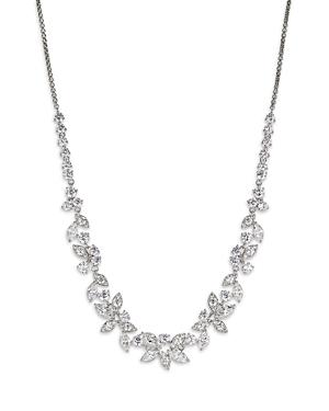 Nadri Wren Cubic Zirconia Cluster Statement Necklace In Rhodium Plated, 15-18