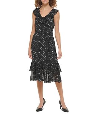 Karl Lagerfeld Paris Printed Ruffle Dress