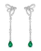 Bloomingdale's Emerald & Diamond Bow Drop Earrings In 14k White Gold - 100% Exclusive