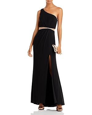 Aqua One Shoulder Cutout Waist Gown - 100% Exclusive