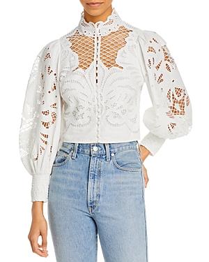 Alice And Olivia Yaz Eyelet Lace Crop Top