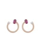 Hueb 18k Rose Gold Spectrum Pink Sapphire & Diamond Circle Earrings