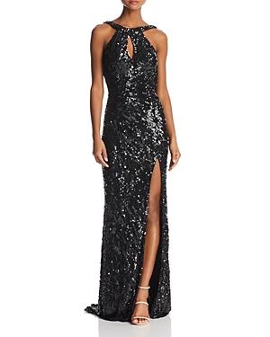 Mac Duggal Sequined Drape-back Gown