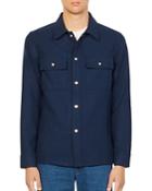 Sandro H21 Wool Blend Solid Regular Fit Button Down Shirt Jacket