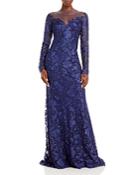 Tadashi Shoji Long Sleeve Embroidered Lace Gown