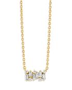 Suzanne Kalan 18k Yellow Gold Fireworks Diamond Baguette Cluster Pendant Necklace, 16-18