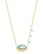 Meira T 14k White Gold & 14k Yellow Gold Blue Topaz & Diamond Eye Pendant Necklace, 16-18