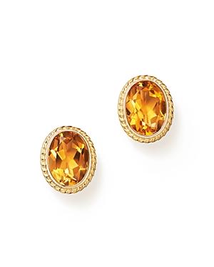 Citrine Bezel Set Small Stud Earrings In 14k Yellow Gold