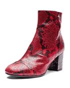 Zadig & Voltaire Women's Lena Wild Snake-embossed Leather Block Heel Booties