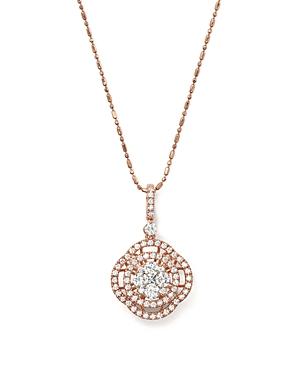 Diamond Cluster Pendant Necklace In 14k Rose Gold, 1.0 Ct. T.w. - 100% Exclusive