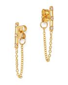 Zoe Chicco 14k Yellow Gold Pave & Bead Set Diamonds Diamond Hanging Chain Earrings