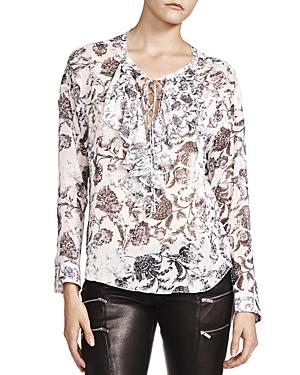The Kooples Printed Lace-up Top