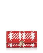 Tory Burch Duet Woven Envelope Leather Wallet