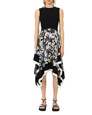 Maje Rosange Mixed Media Midi Dress