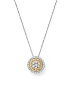 Bloomingdale's Diamond Cluster Beaded Halo Pendant Necklace In 14k White & Yellow Gold, .25 Ct. T.w. - 100% Exclusive