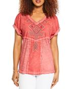 Nic And Zoe Embroidered Knit Top