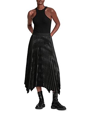Allsaints Phia Pleated Snake Print Skirt