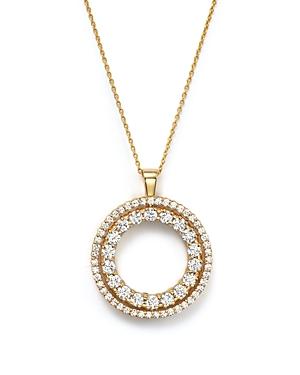 Roberto Coin 18k Yellow Gold Double Sided Circle Pendant Necklace With White And Cognac Diamonds, 16