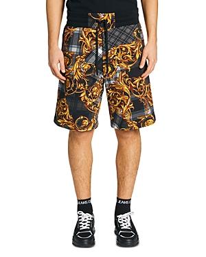 Versace Jeans Couture Tartan Baroque Printed Fleece Shorts