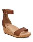 Ugg Women's Zoe Ii Leather Cork Wedge Ankle Strap Sandals