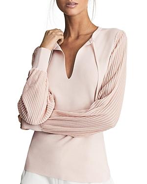 Reiss Sloane Semi Sheer Sleeve Top