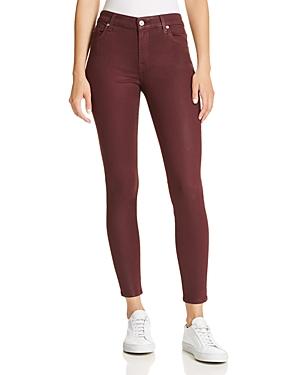 7 For All Mankind Coated Ankle Skinny Jeans In Bordeaux