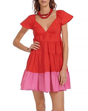 Staud Sorsica Tiered Mini Dress