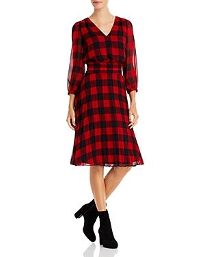 Karl Lagerfeld Paris Plaid Chiffon Midi Dress