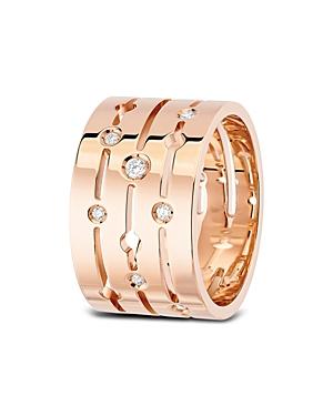 Dinh Van 18k Rose Gold Pulse Ring With Diamonds