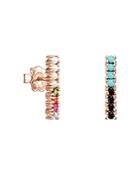 Tous 18k Rose Gold-plated Sterling Silver Rainbow Gemstone Line Drop Earrings